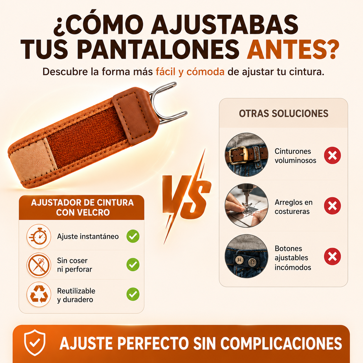Cinturón sin hebilla adaptable